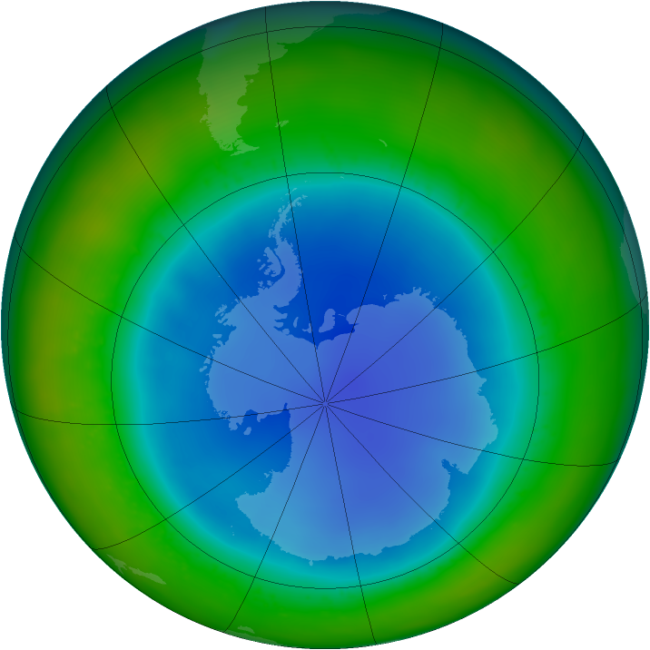 Antarctic ozone map for August 2011